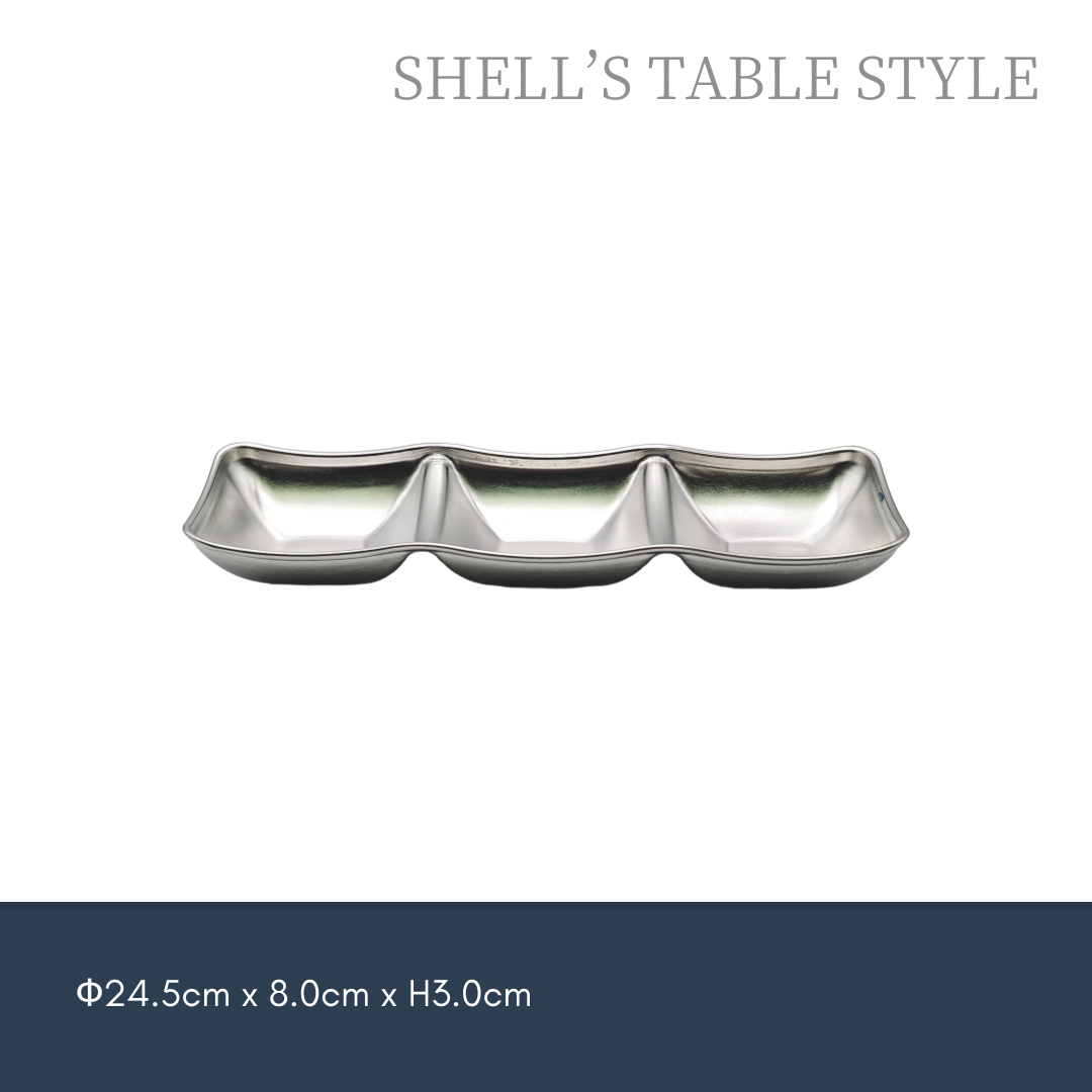 Dĩa 3 ngăn thép inox không gỉ  màu bạc